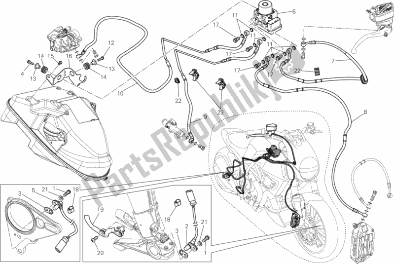 All parts for the Braking System Abs of the Ducati Diavel Strada 1200 2014